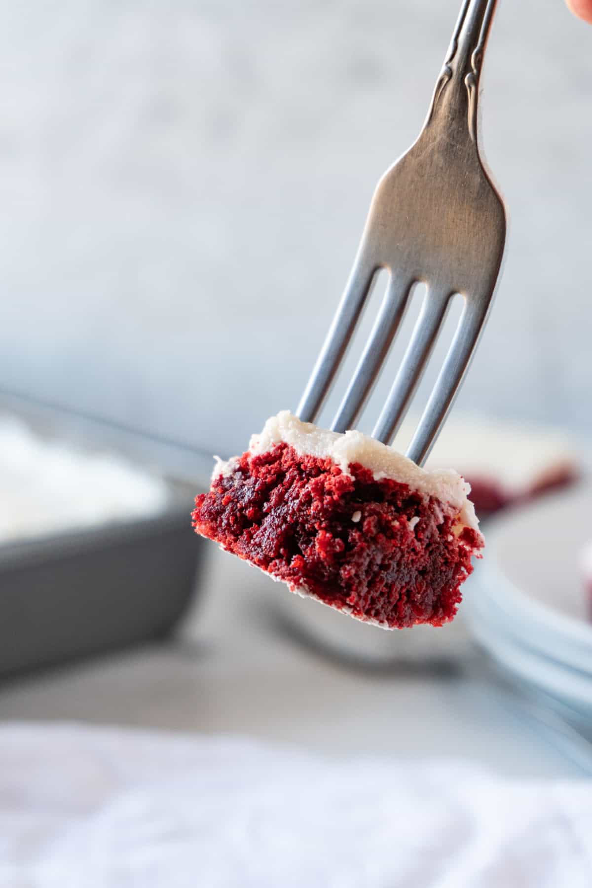 piece of brownie on fork