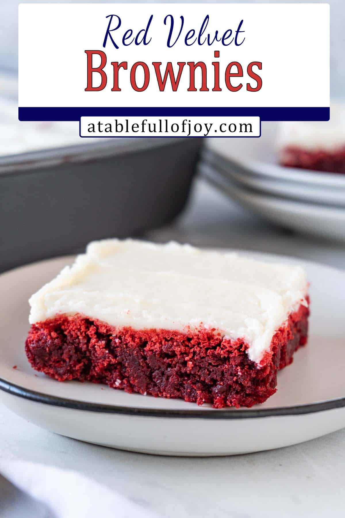 red velvet brownie on plate pinterest image