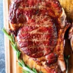 smoked ribeye on cutting board