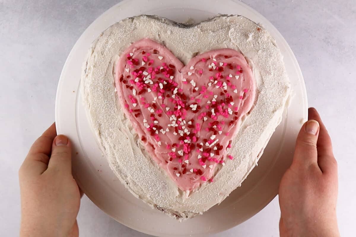 Heart Cake done frosting
