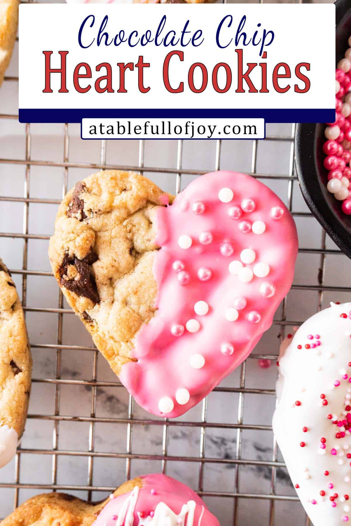 heart shaped chocolate chip cookie pinterest pin