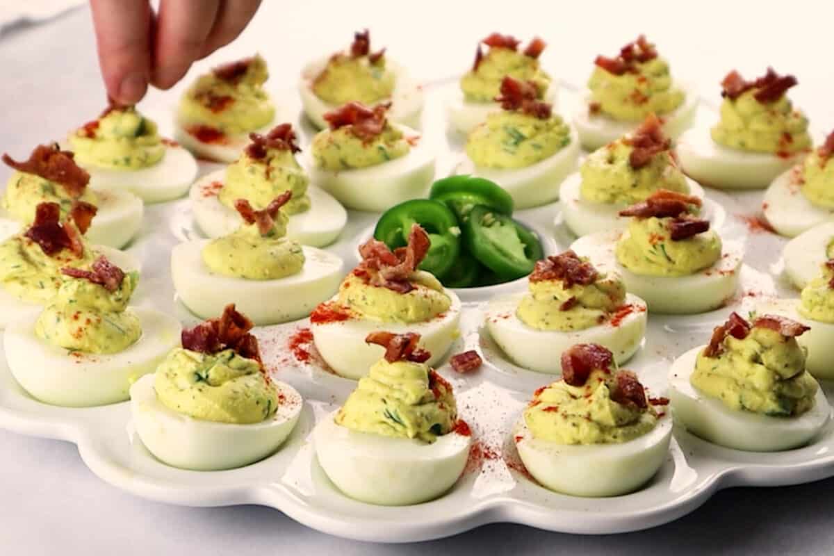 adding bacon to deviled eggs