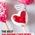 White and red heart cake pop Pinterest pin.