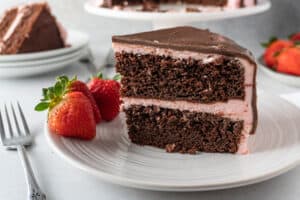 slice of valentine cake on plate