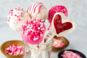 cake pops in mason jar horizontal image