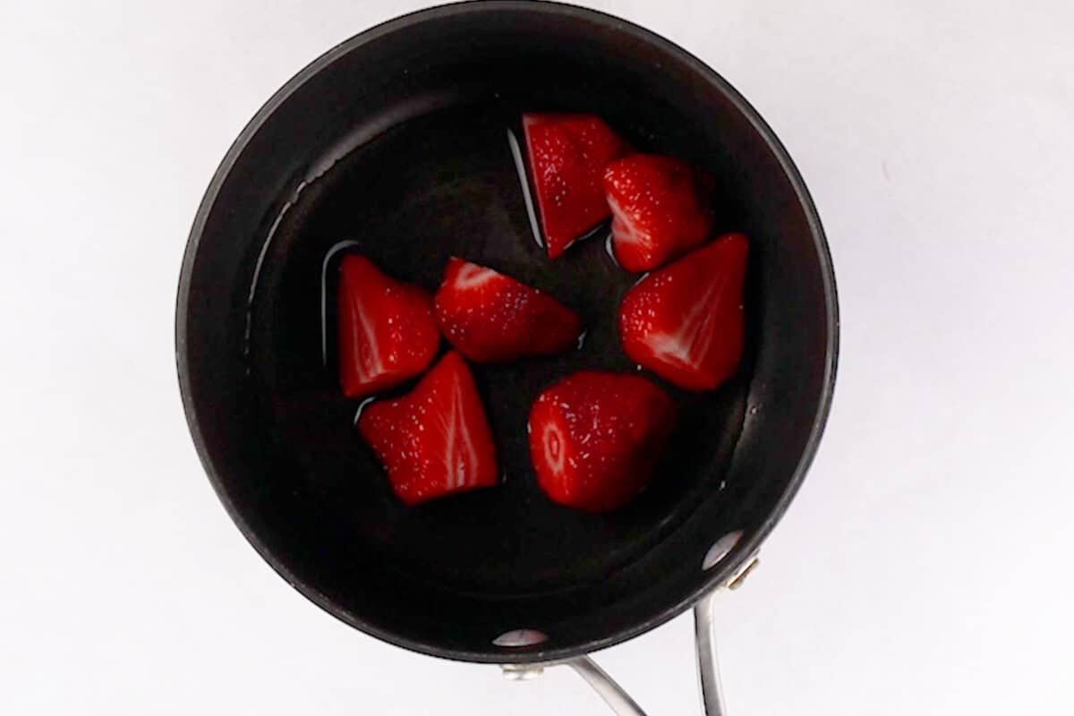 strawberries in sauce pan