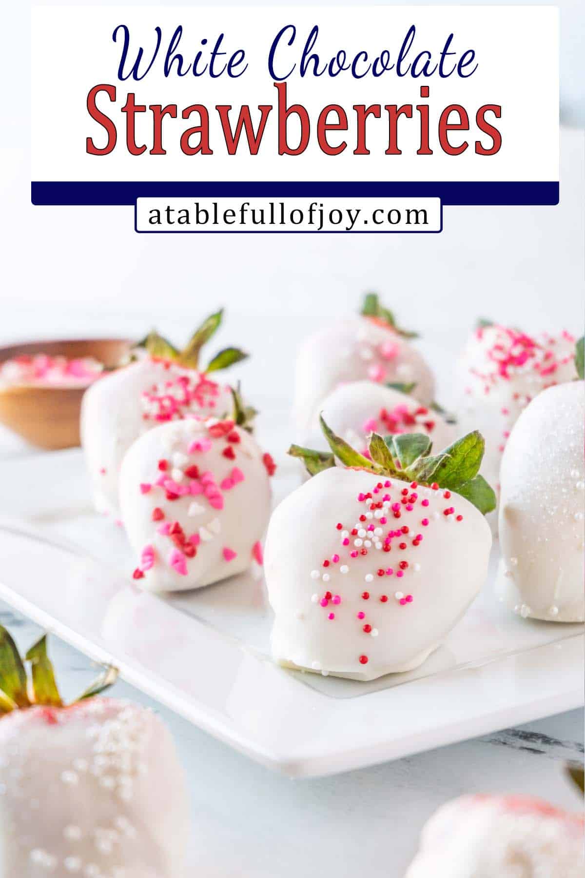 white chocolate covered strawberries on plate pinterest pin