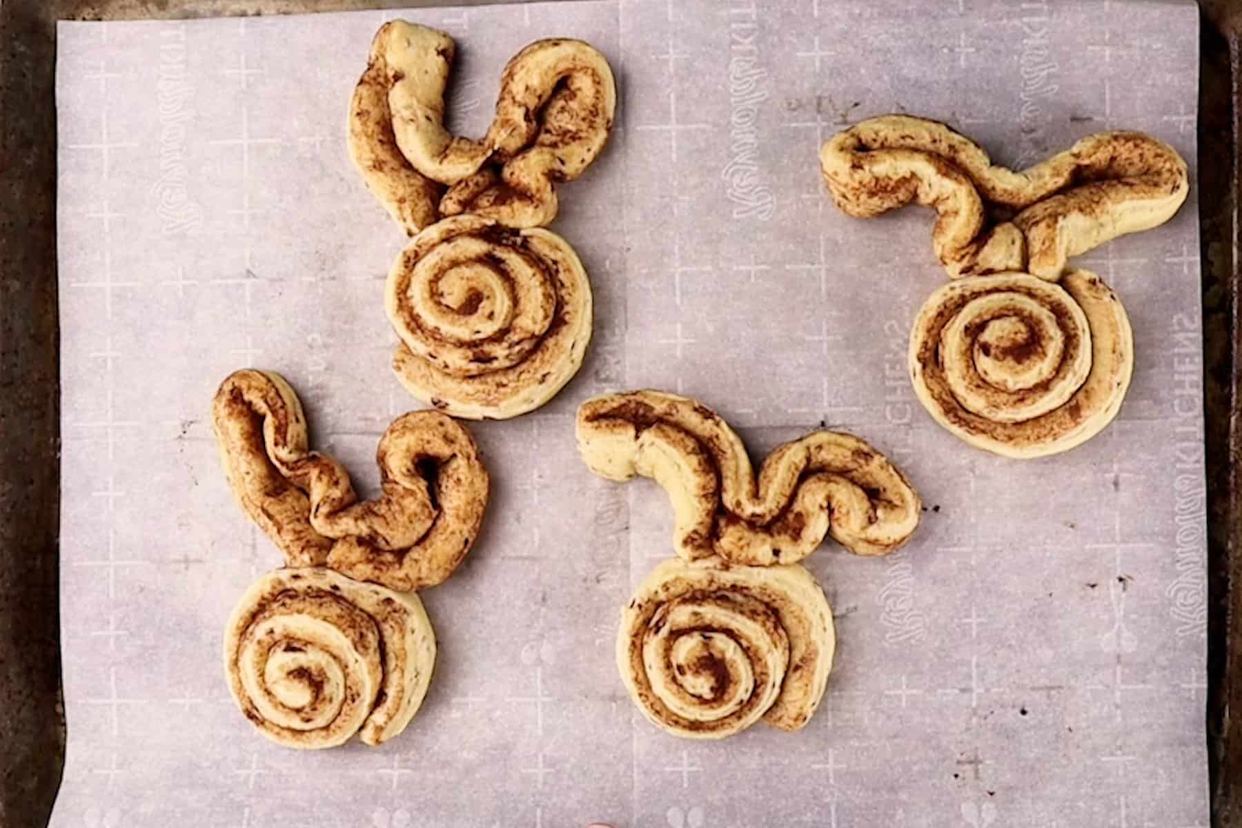 bunny cinnamon rolls after baking