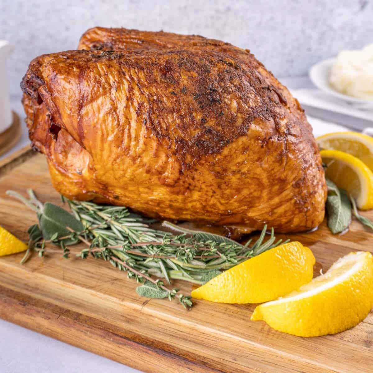 Popup Thermometer Timer Smoked Turkey Sitting Stock Photo