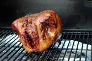 turkey breast on smoker after being cooked