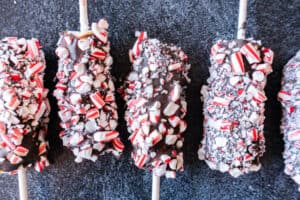 Peppermint Marshmallow Wands in a line