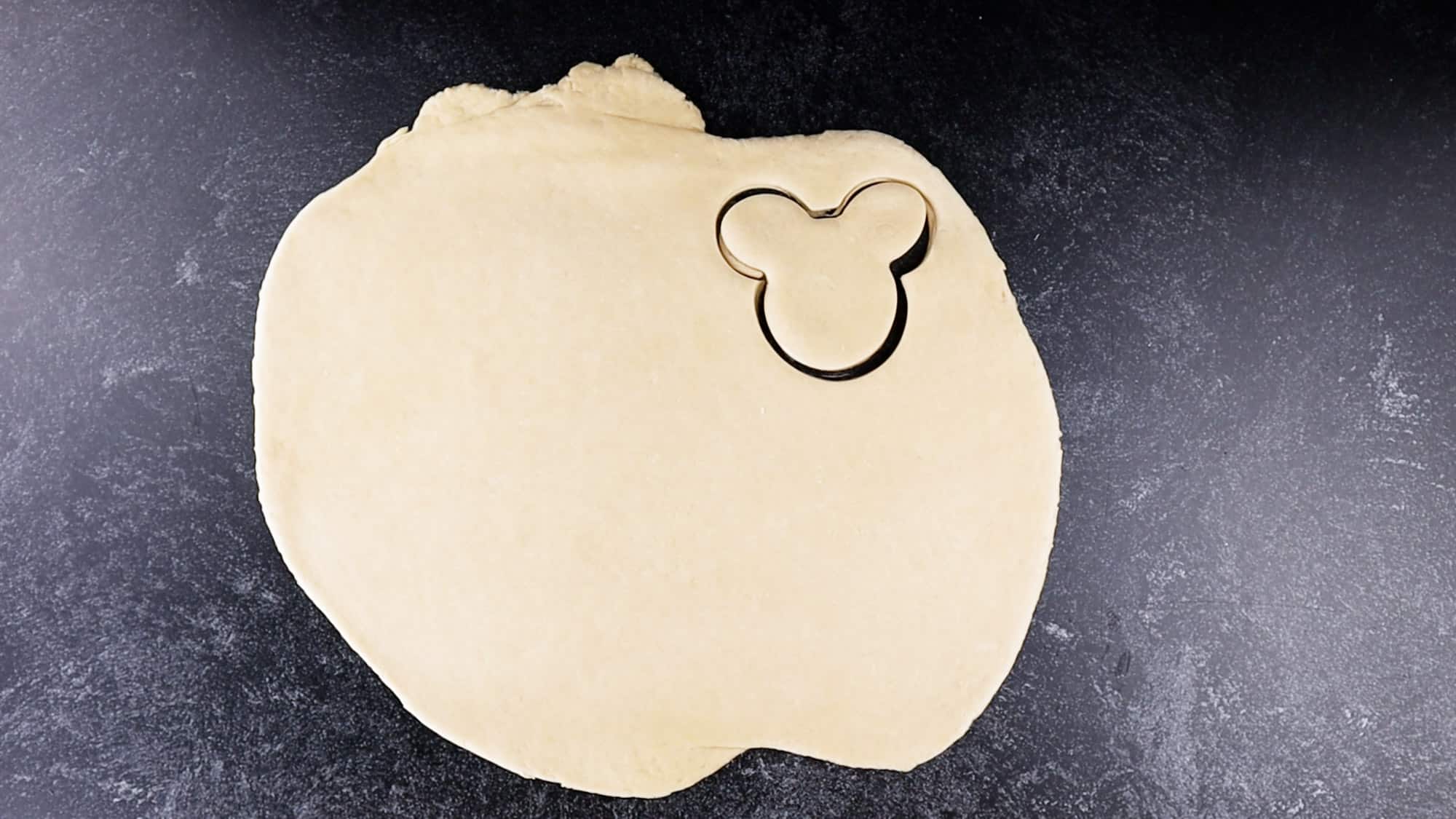 mickey shape cut out of dough