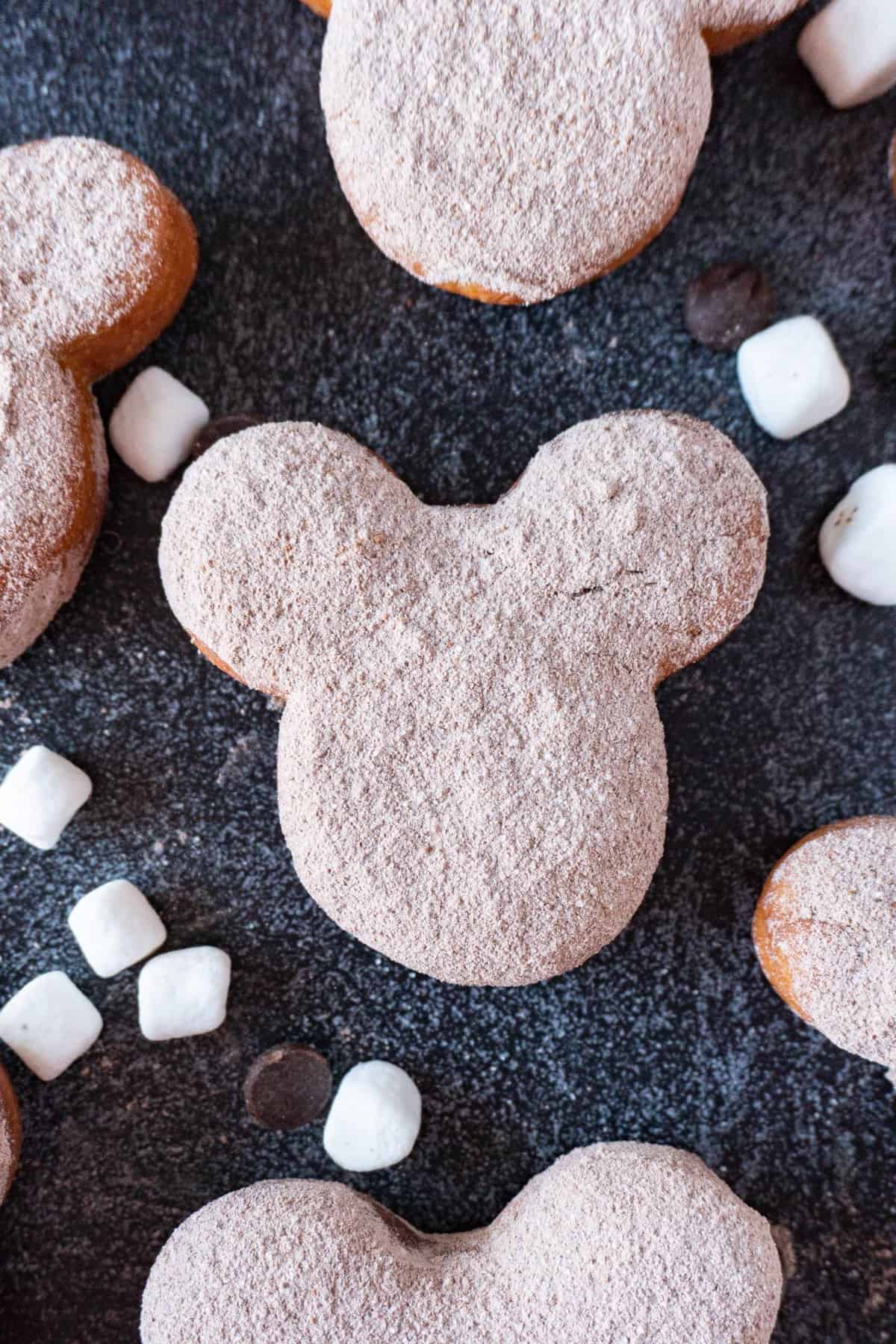 hot cocoa beignets with mini marshmallows