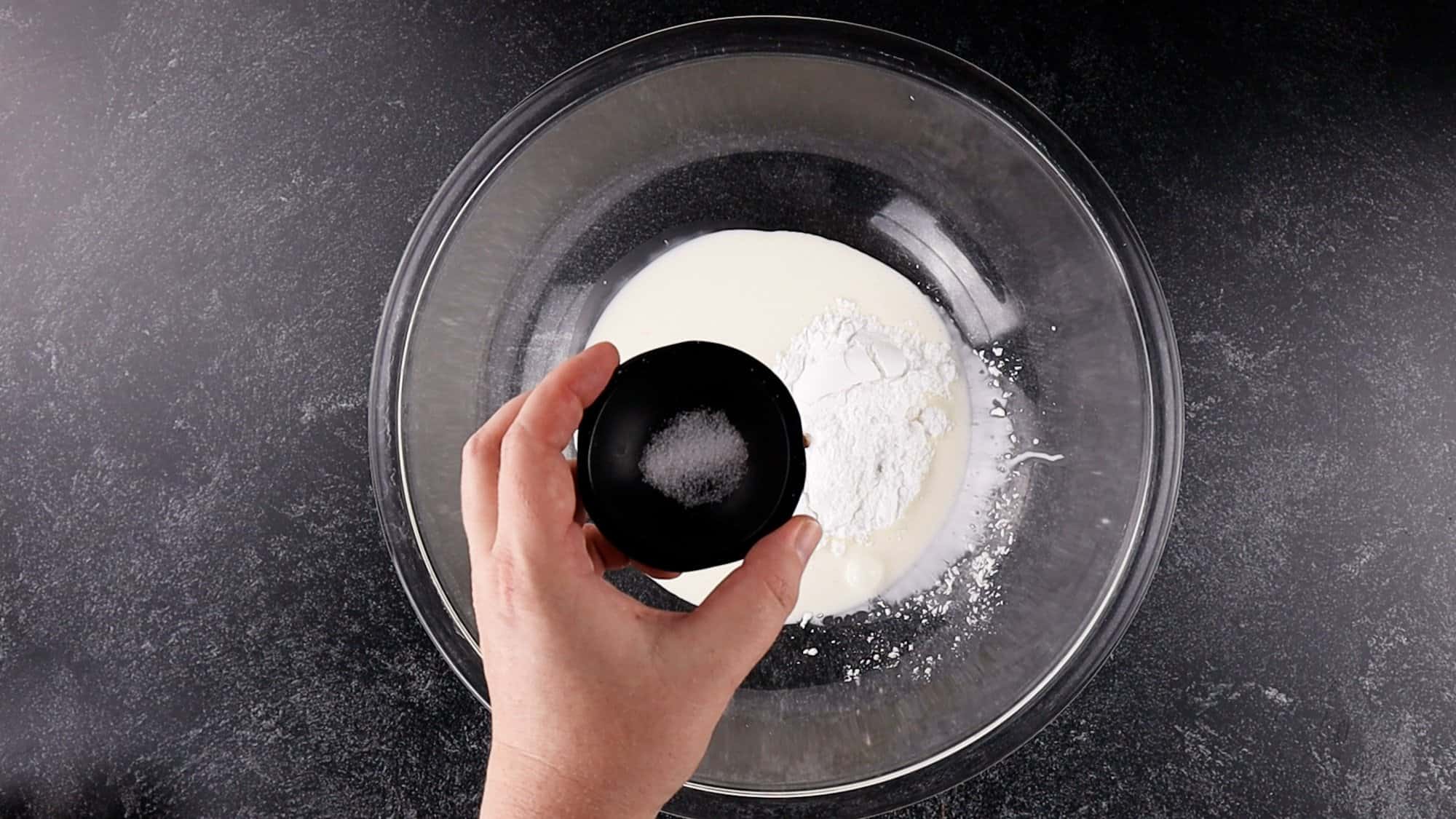 adding salt to whipped cream mixture