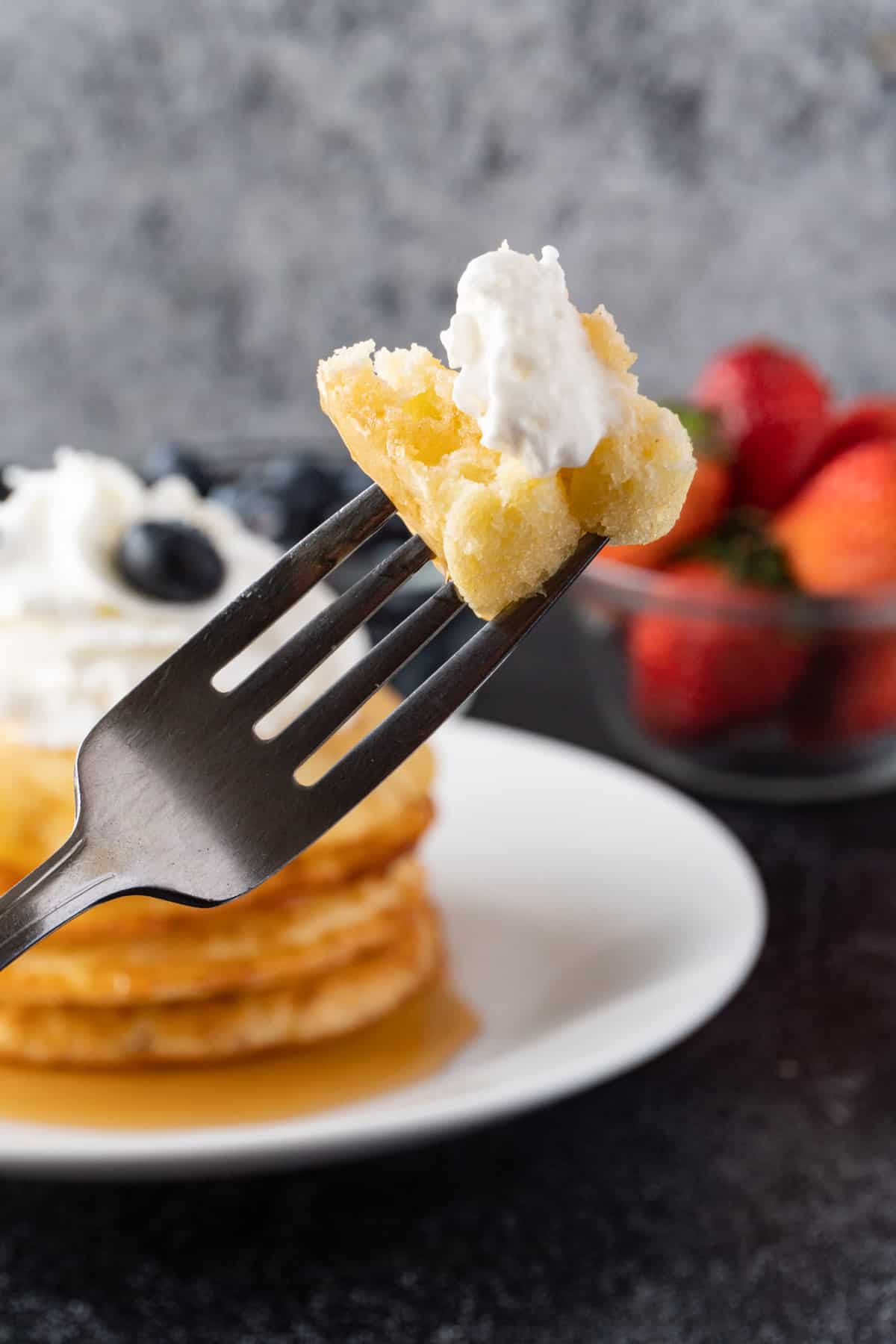 pancake on fork.