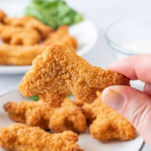 dino nugget held in hand featured image.