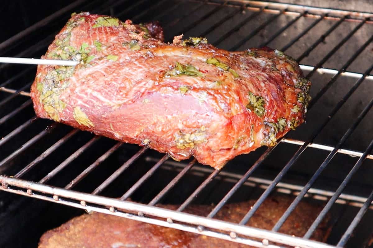 cooked tri tip in smoker.