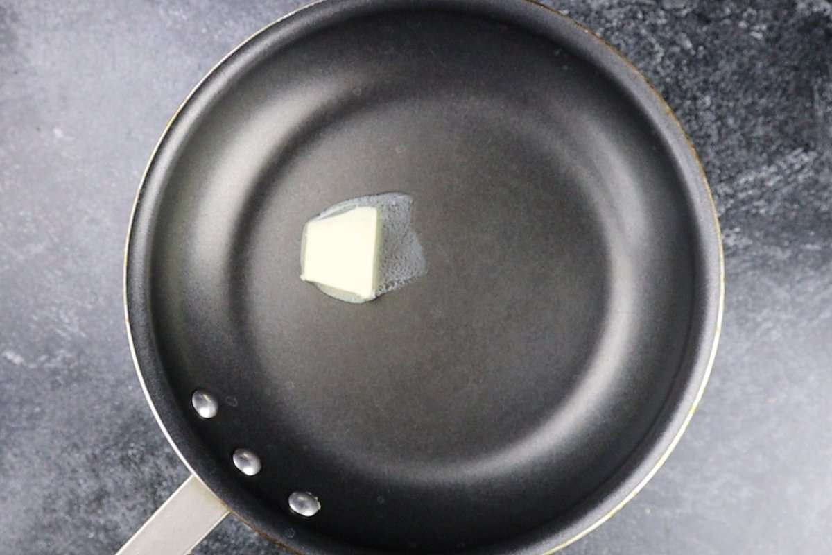 butter melting in pan.