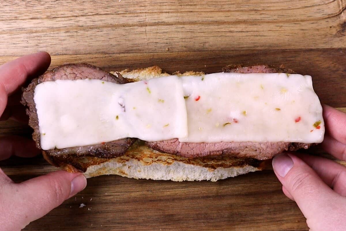 cheese melted on tri tip.