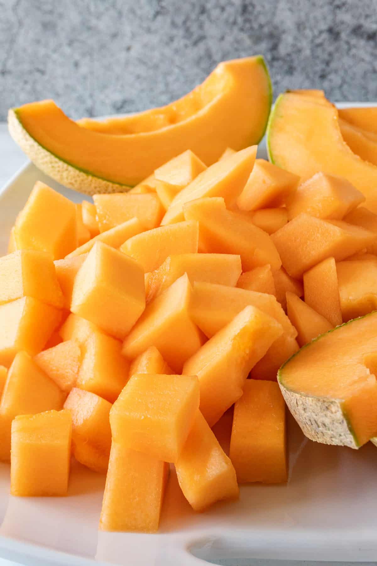 cantaloupe cut on platter