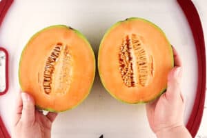 cantaloupe cut in half