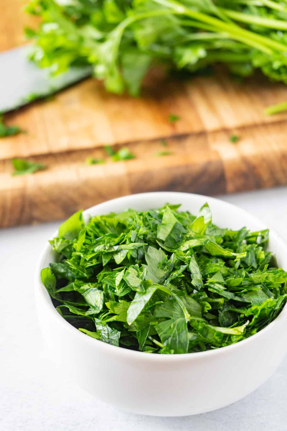 chopped parsley in a bowl.