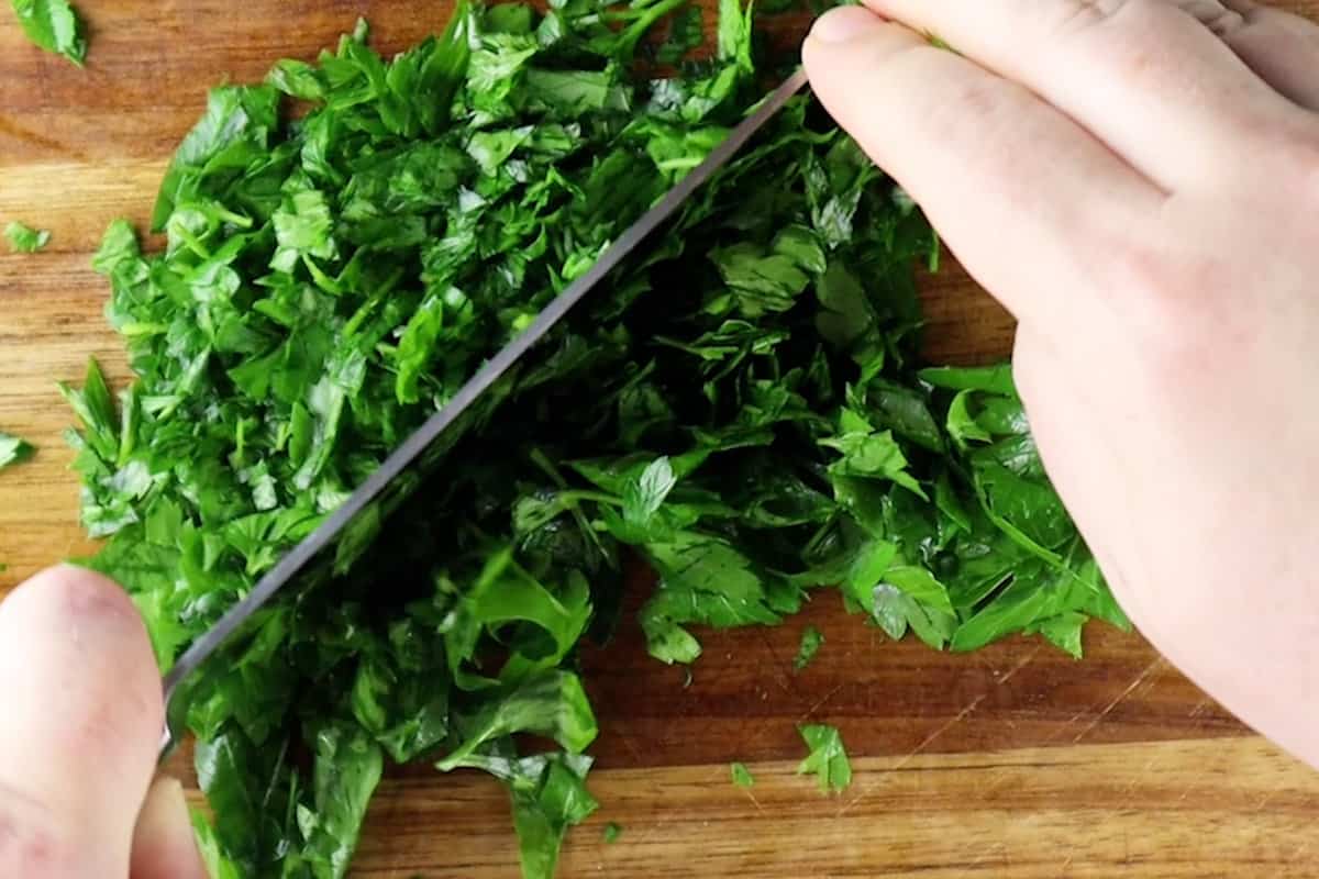 chopping parsley finely.
