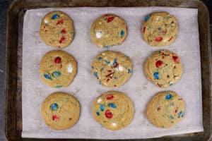 baked 4th of July Cookies on baking sheet