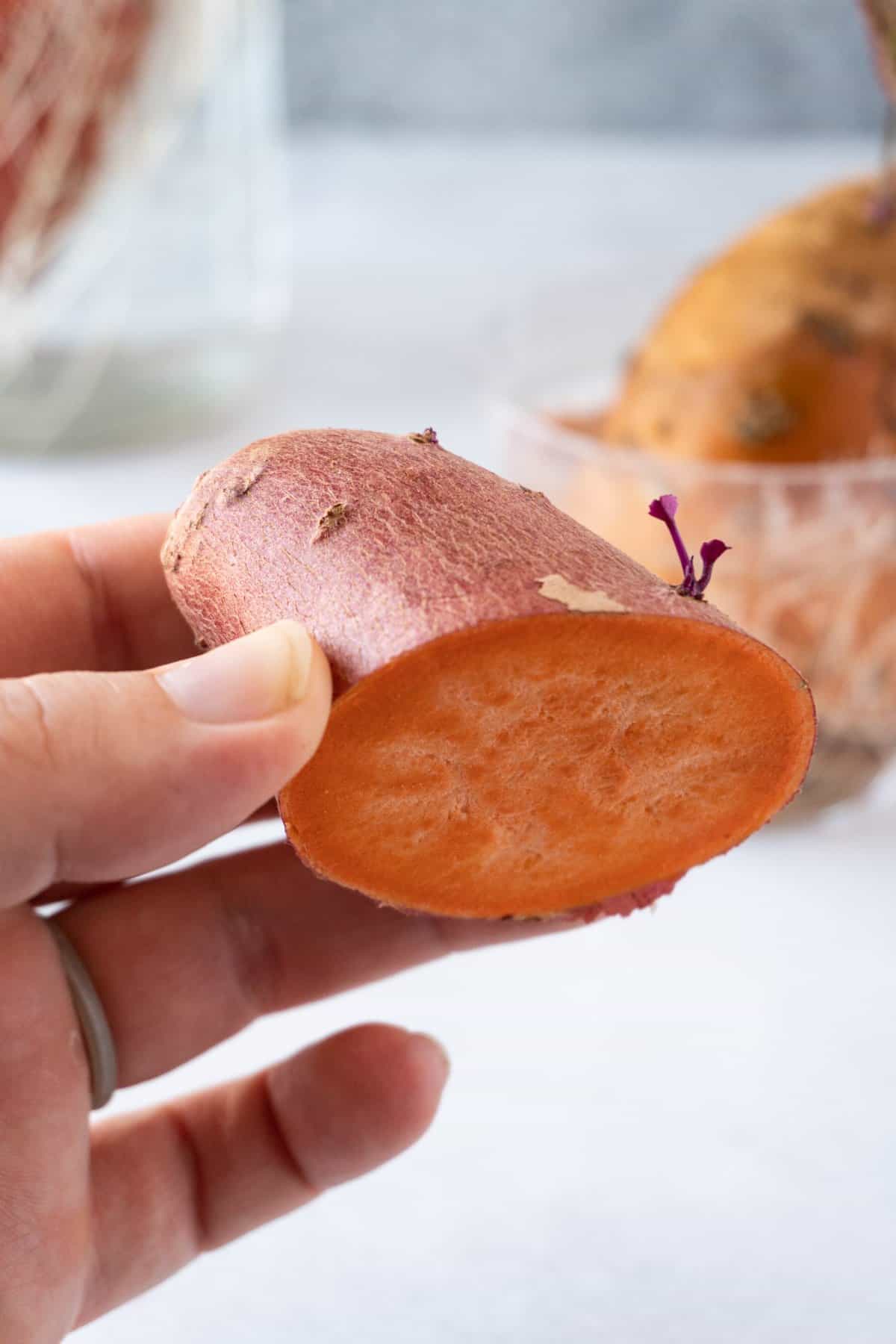 mold part of sweet potato removed