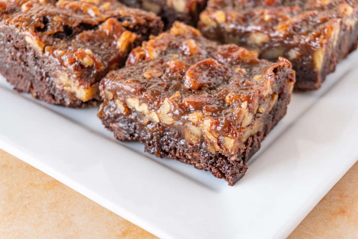 Pecan Pie Brownies on plate