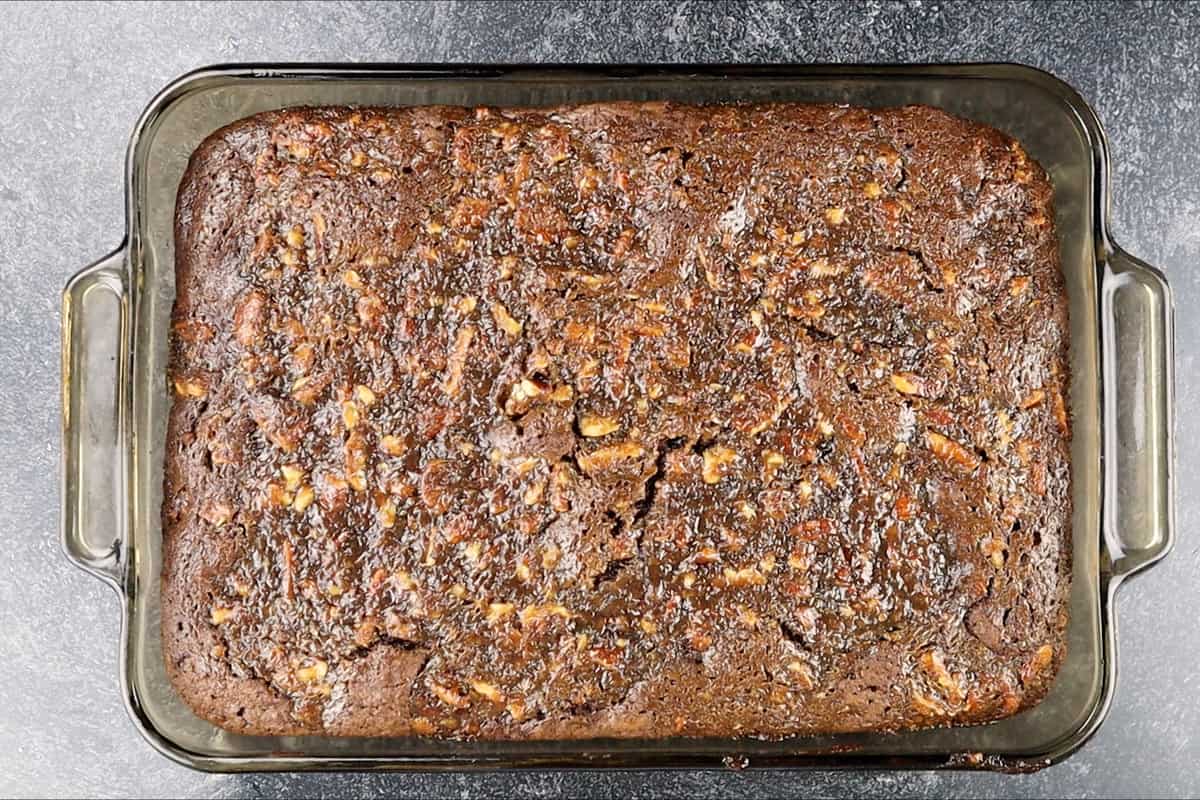 Pecan Pie Brownies after baking