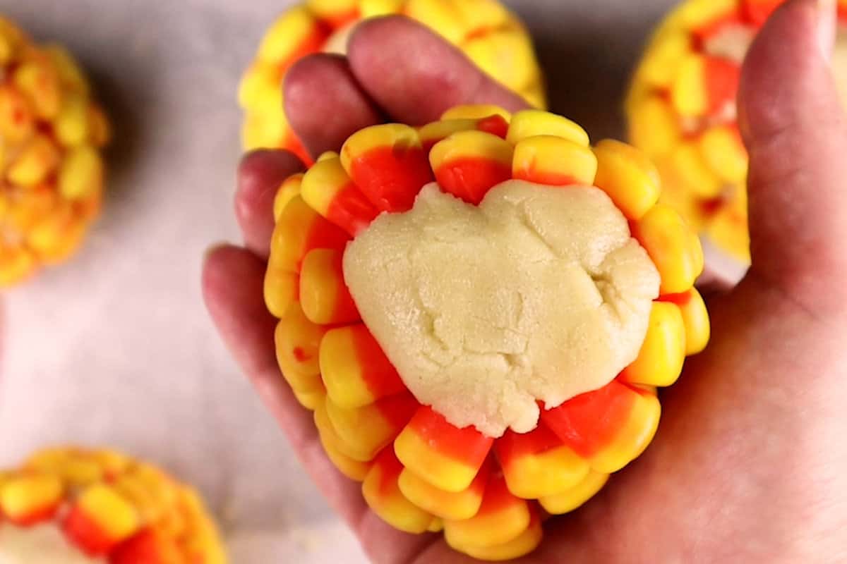 messed up dough on end of candy corn on the cob