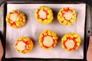 candy corn on the cob standing on end after making them