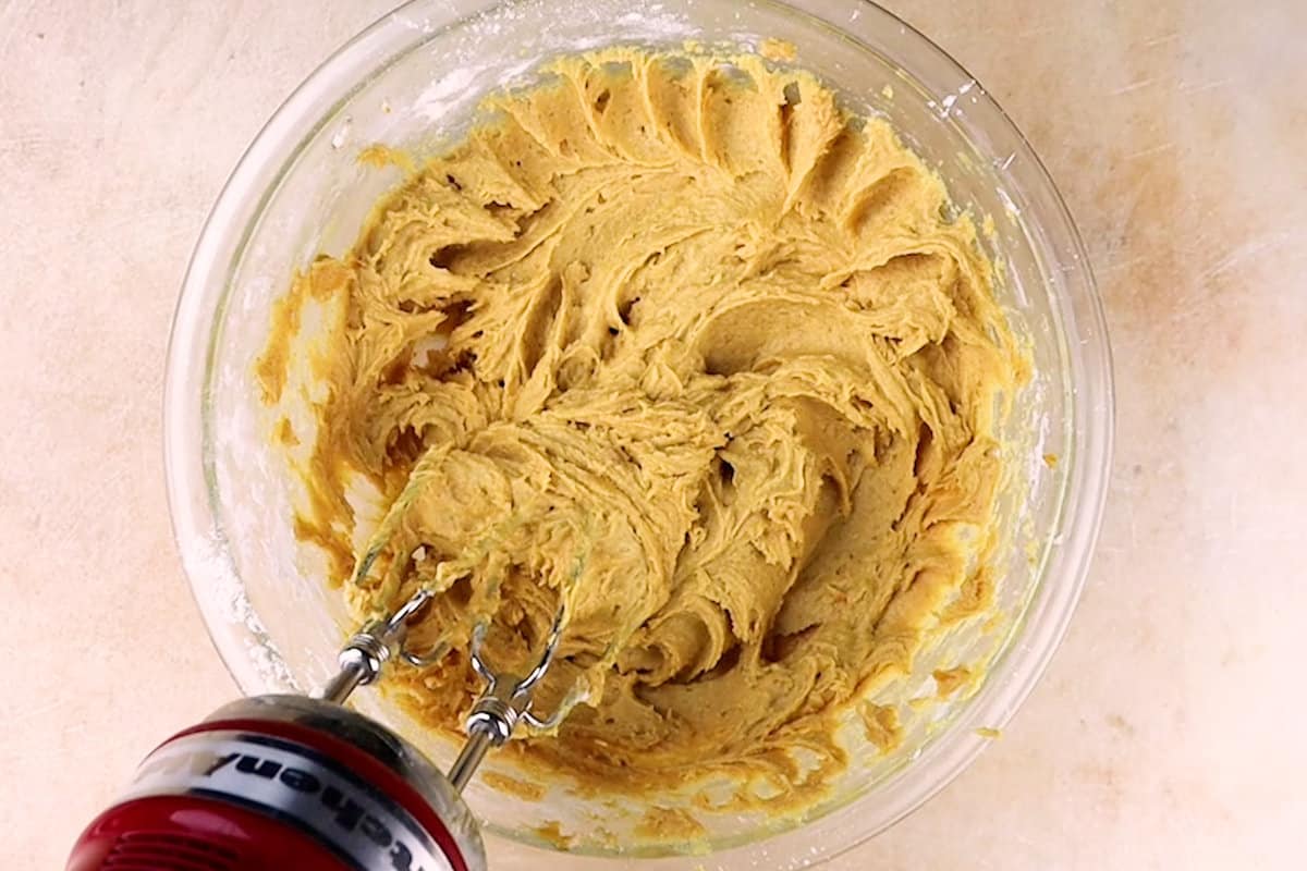 cookie dough mixture after adding flour