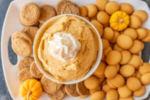 pumpkin fluff overhead shot on tray with cookies