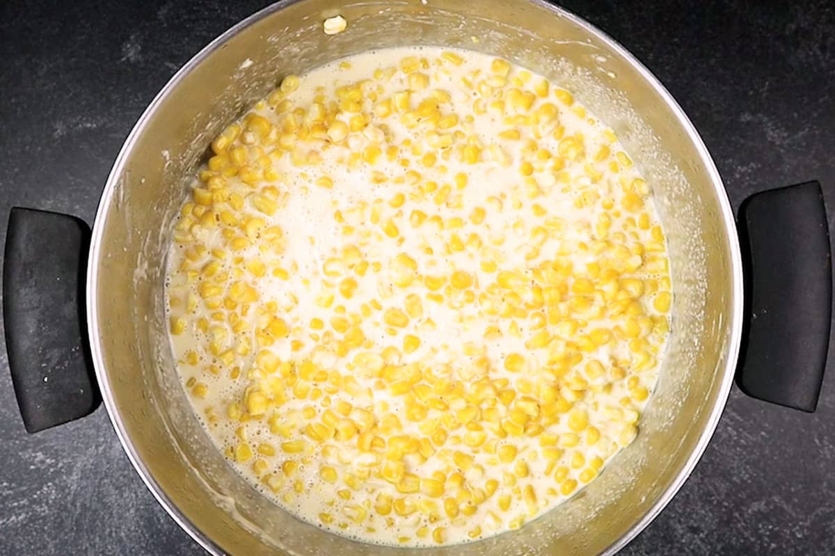 thanksgiving corn in pot after cooking