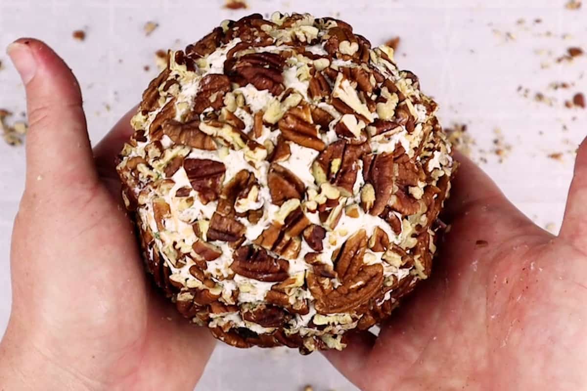 cheese ball rolled in pecans