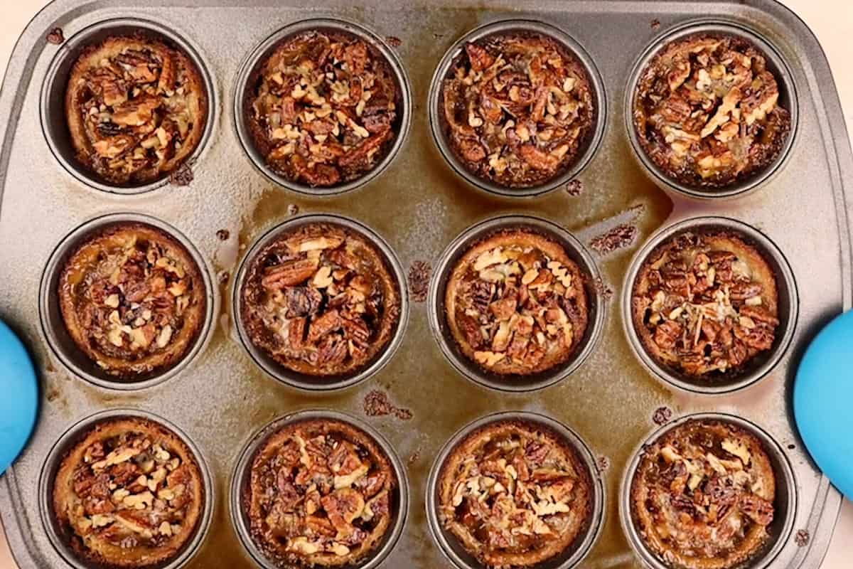 pecan tarts after baking