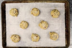 cookies on baking sheet before being baked