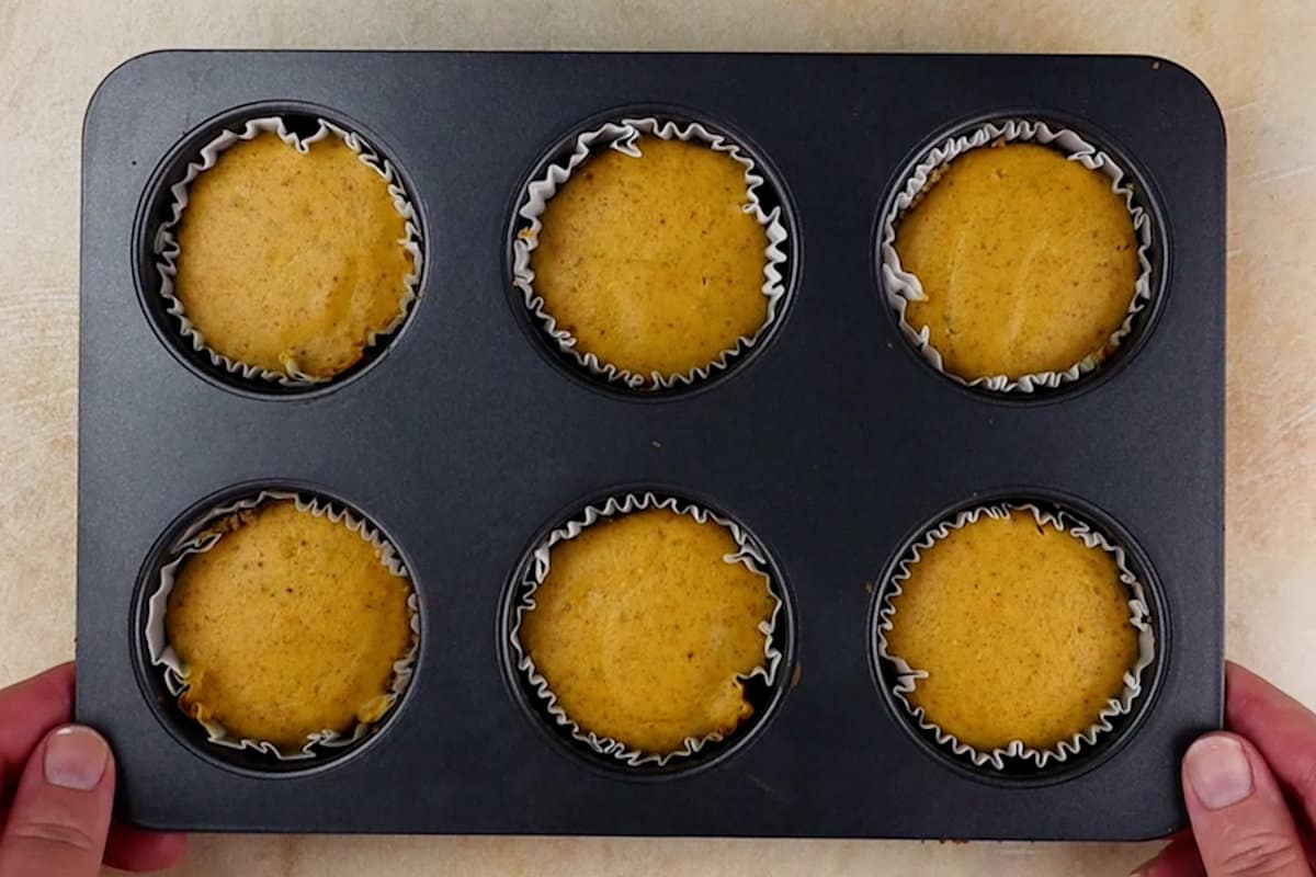 Mini Pumpkin Cheesecakes after being baked