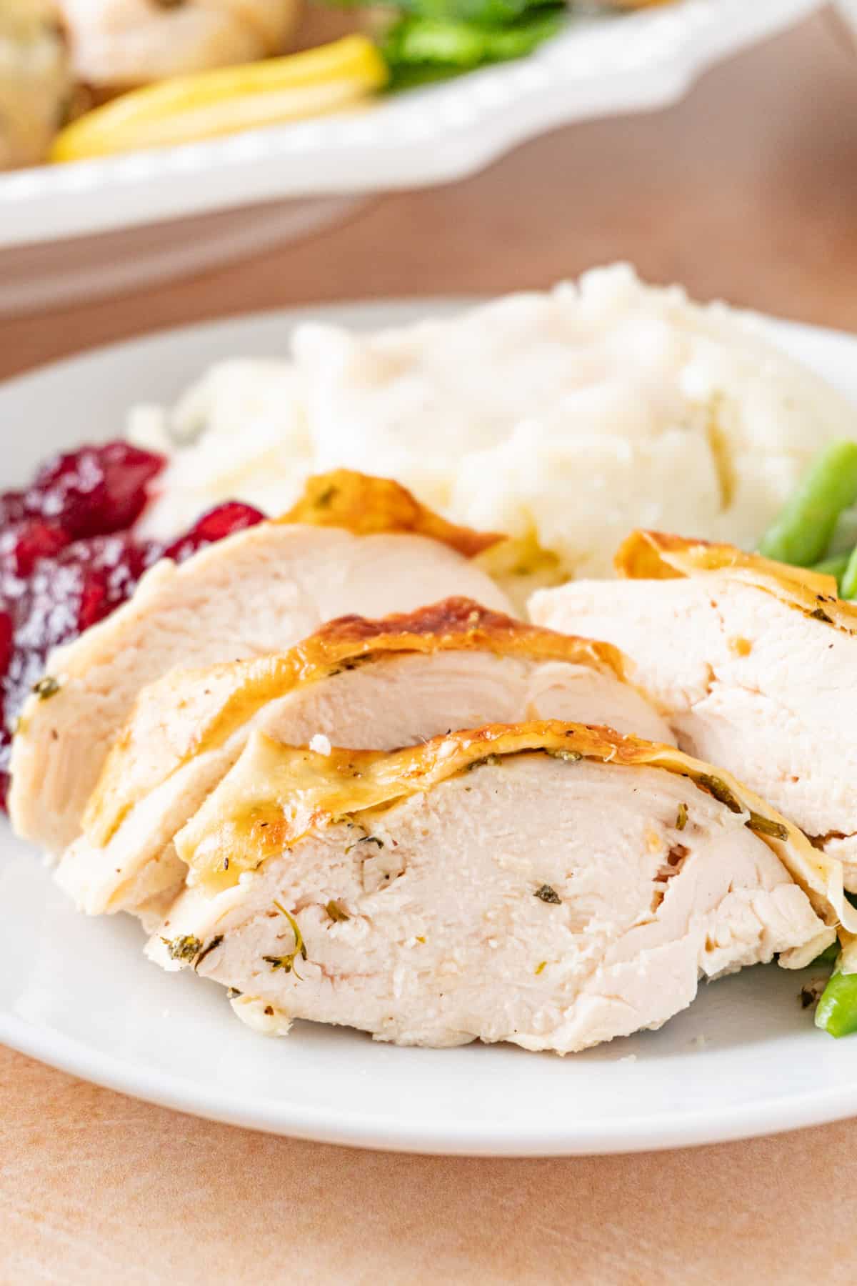 Thanksgiving Chicken sliced on plate