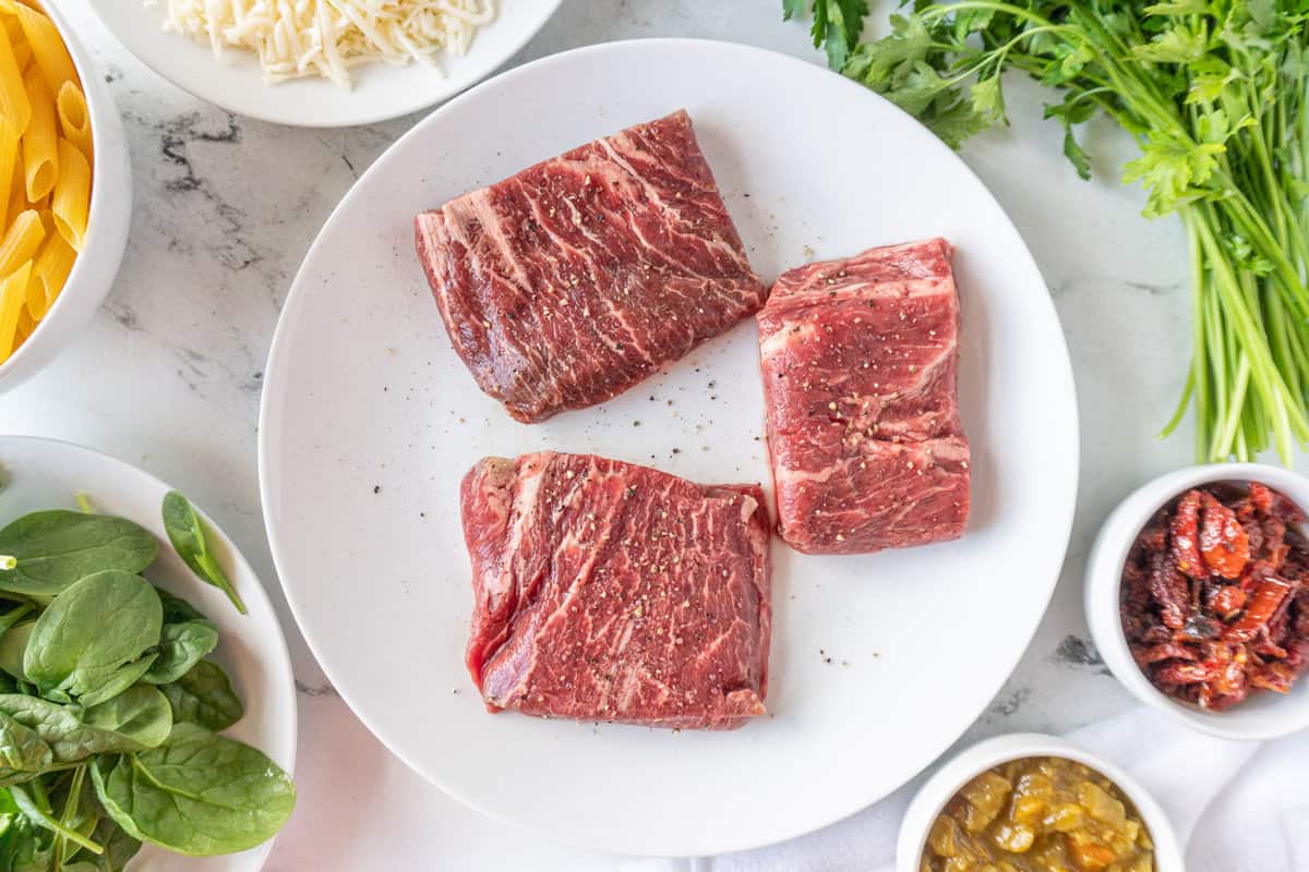 uncooked steak on plate