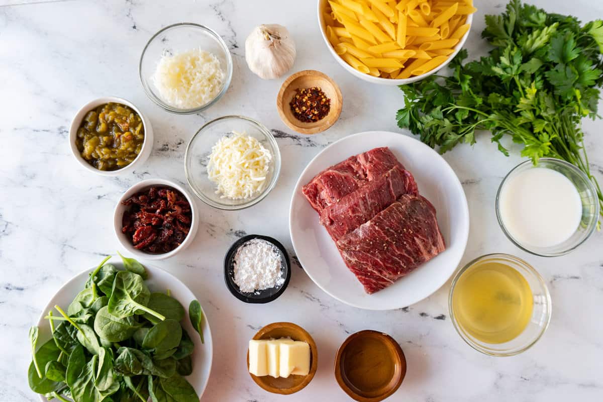 all steak pasta ingredients