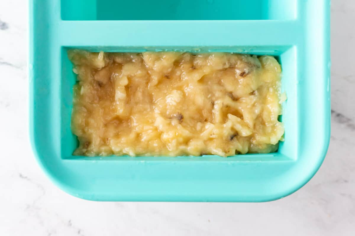 mashed banana in Souper cube freezer tray