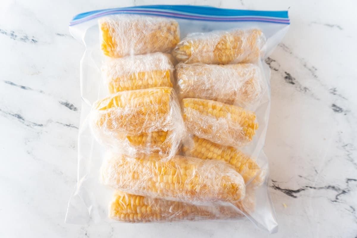 corn on cob in freezer bag