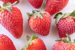 close up of frozen strawberries