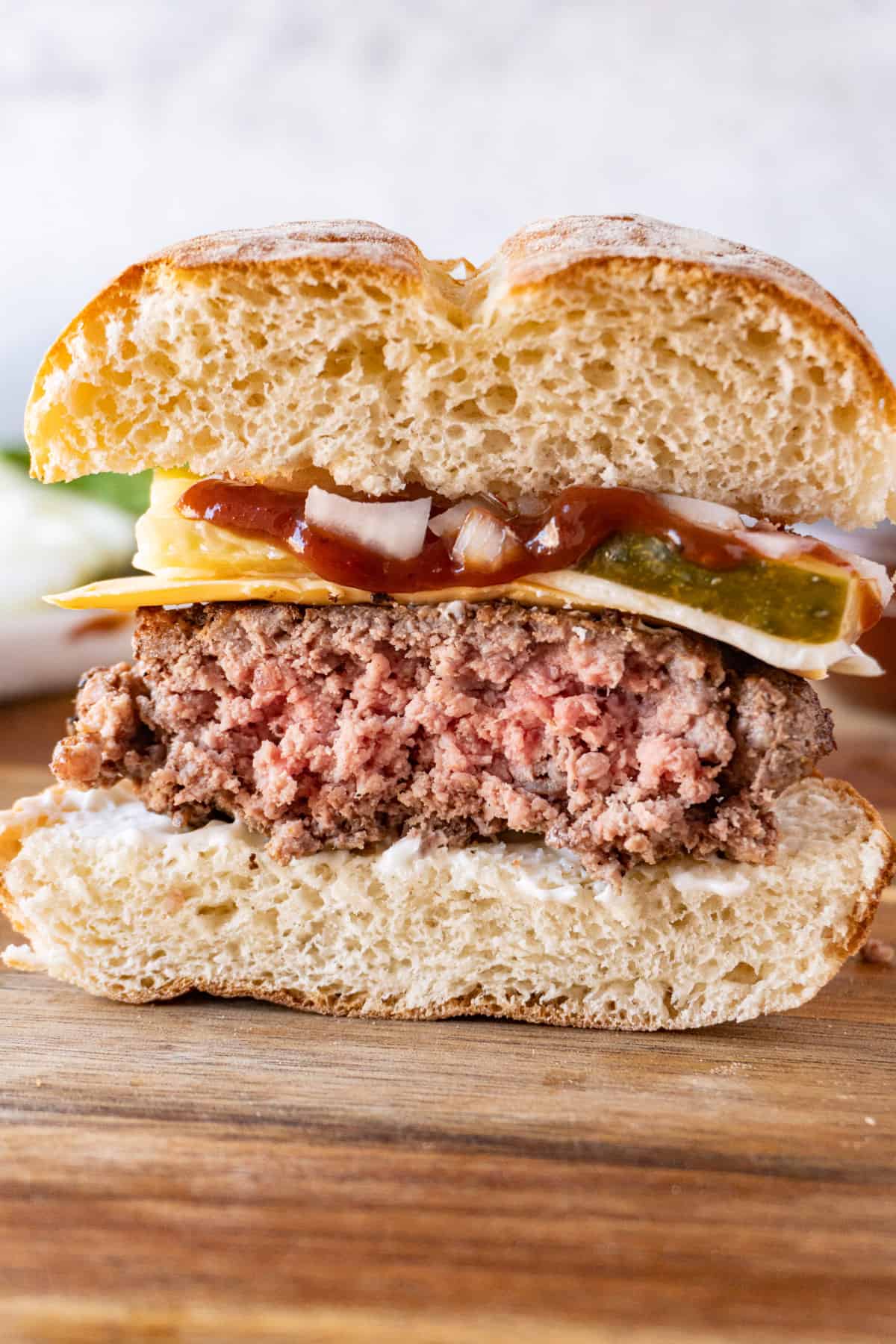 burger cut in half