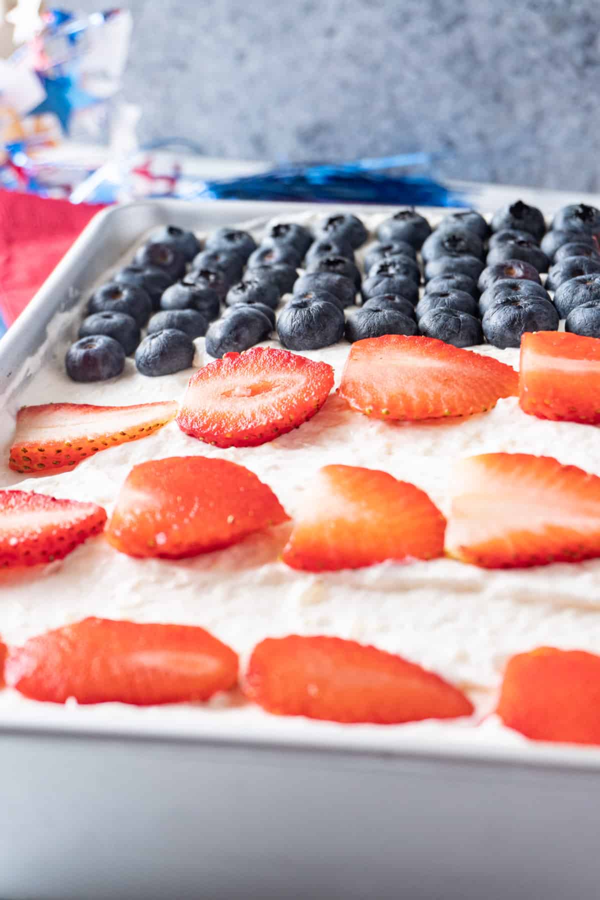 close up of fruit on cake