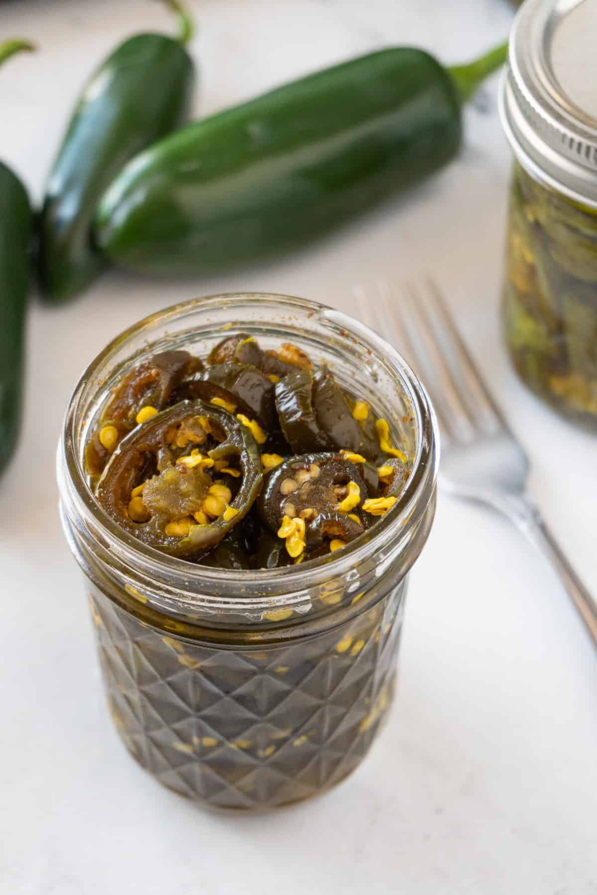 candied jalapenos in jar