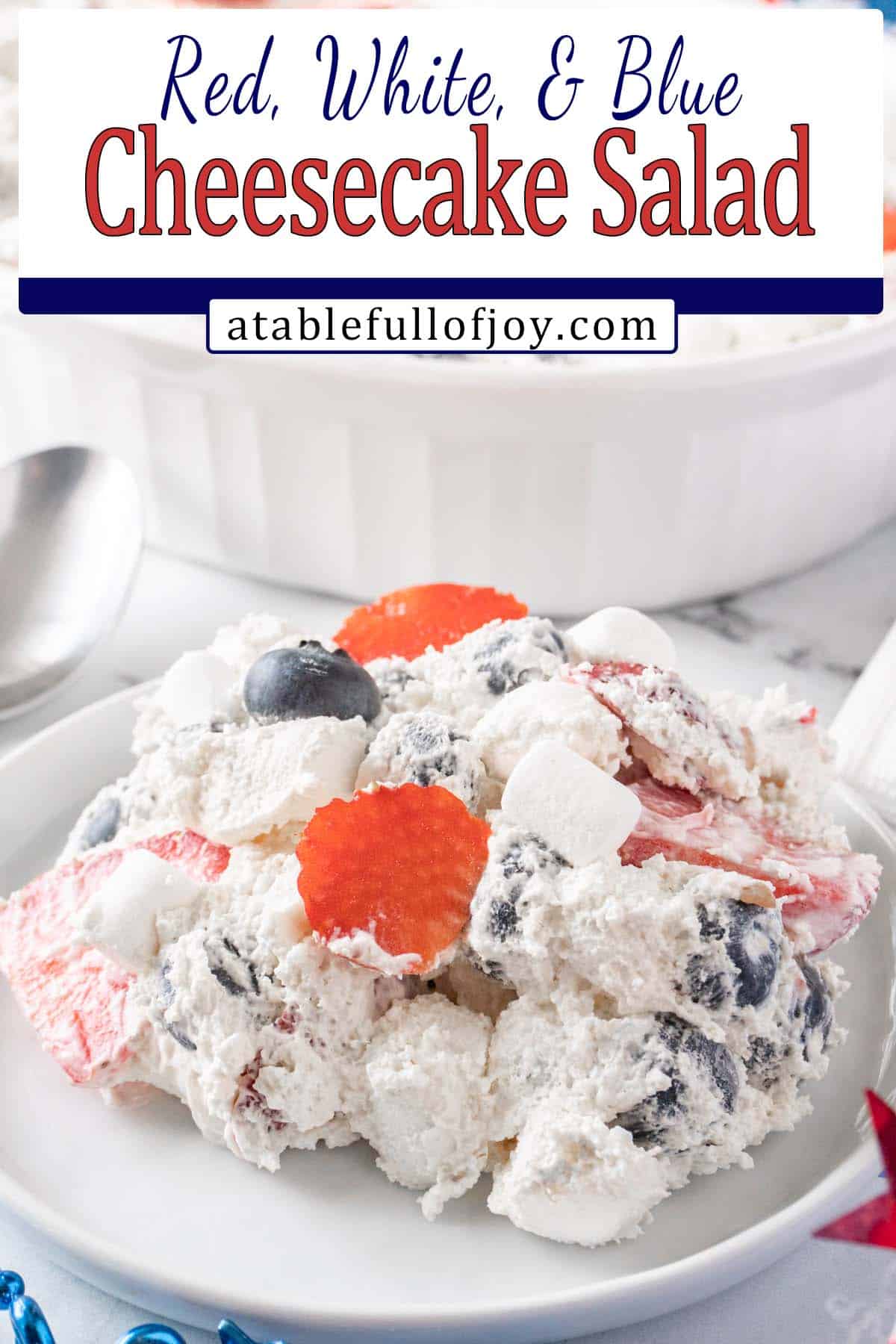 red white and blue cheesecake salad pinterest pin